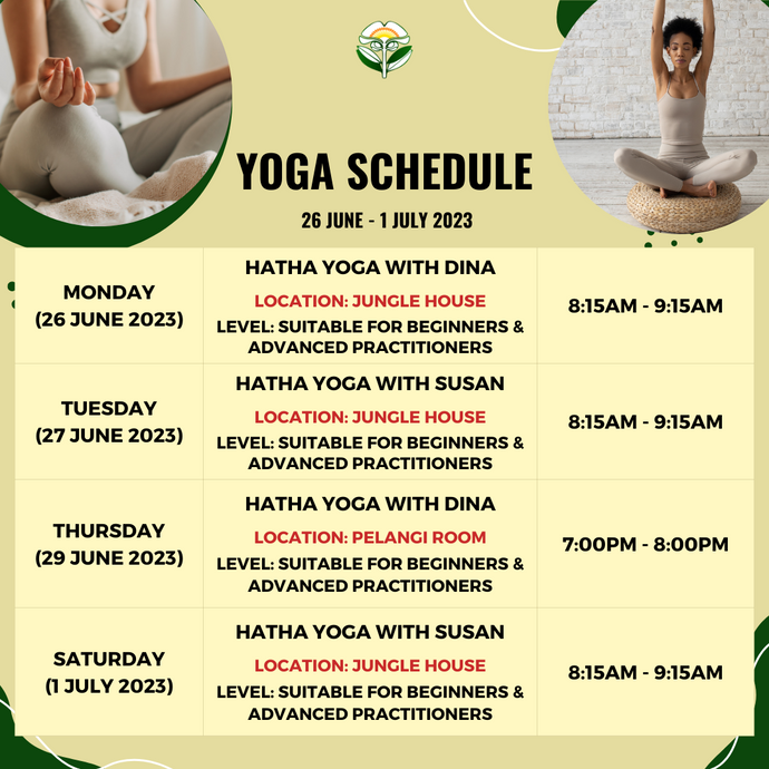 Yoga Schedule 26 June - 1 July 2023