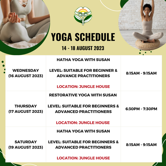 Yoga Schedule 14 to 18 August 2023