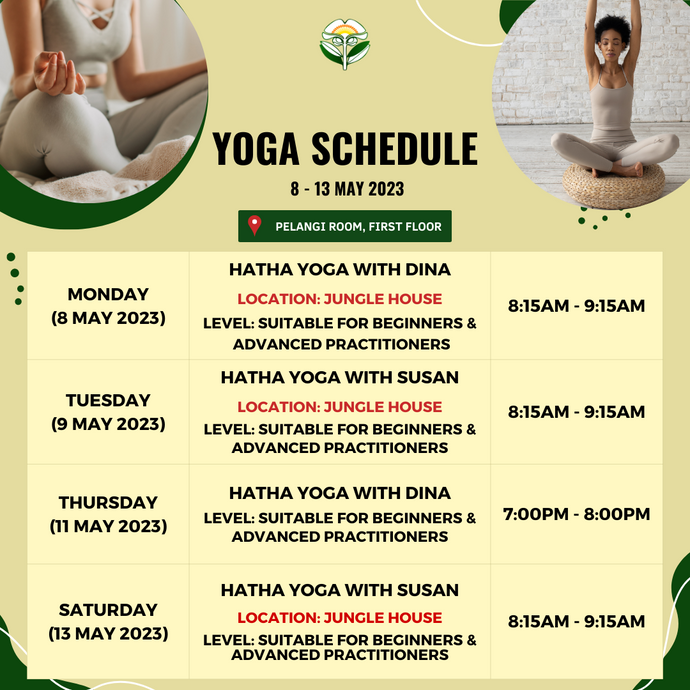 Yoga Schedule 8 - 13 May 2023