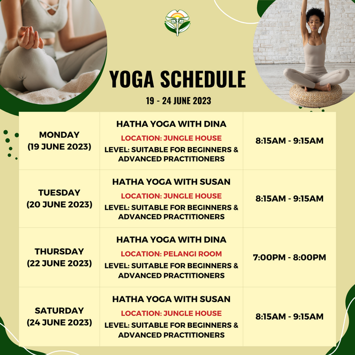 Yoga Schedule 12 - 17 June 2023