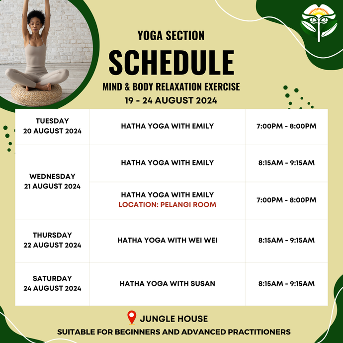 Yoga Schedule 19 - 24 August 2024