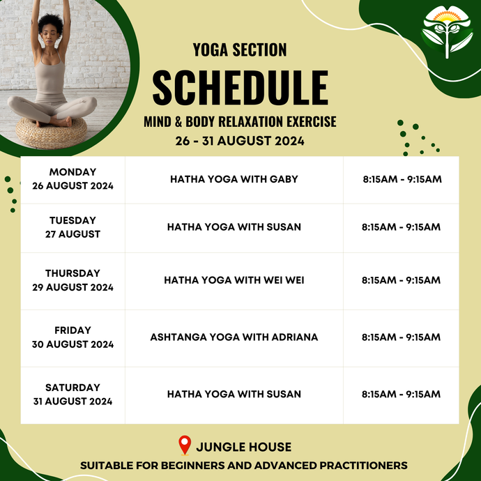 Yoga Schedule 26 - 31 August 2024