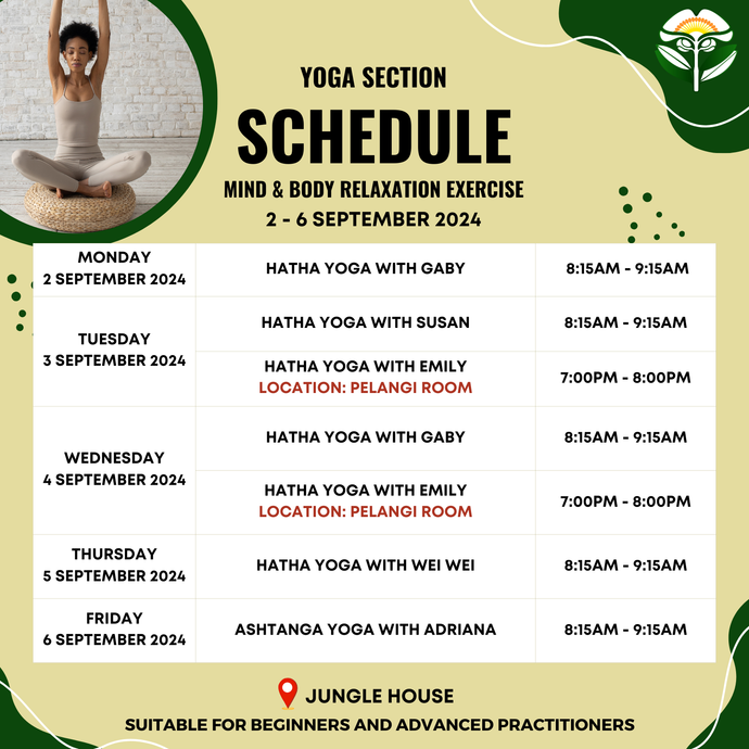 Yoga Schedule 2 - 6 September 2024