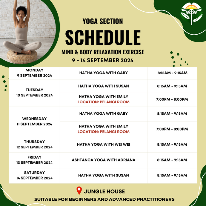 Yoga Schedule 9 - 14 September 2024