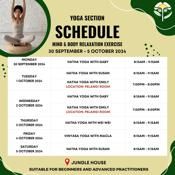 Yoga Schedule 23 - 28 September 2024