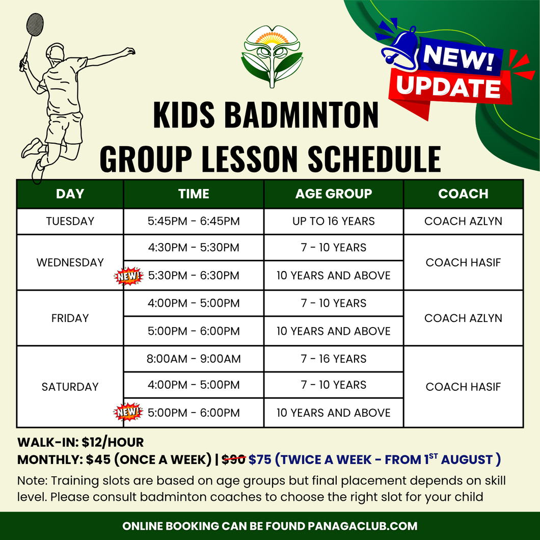 Kids Badminton Group Lessons
